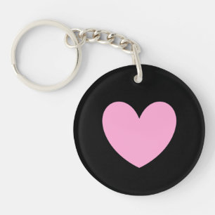 Porte-clefs Cœur rose barbe à papa sur fond noir