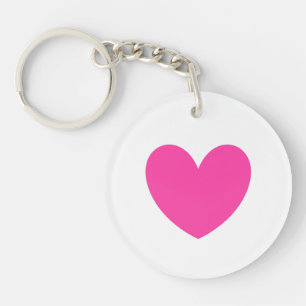 Porte-clefs Coeur rose Fuchsia blanc
