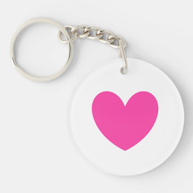 Porte-clefs Coeur rose Fuchsia blanc (Devant)