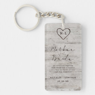 Porte-clefs Cœur sculpté pour la mère de la mariée Citation