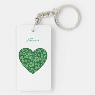 Porte-clefs coeur Shamrock vert Saint Patrick's Day
