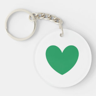 Porte-clefs Cœur vert Kelly sur fond blanc