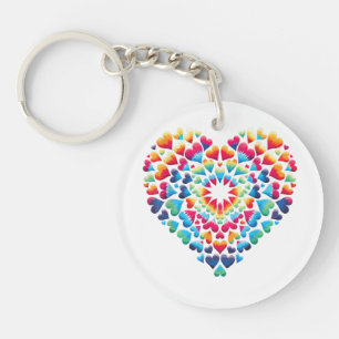 Porte-clefs Cœur vibrant Tie-Dye