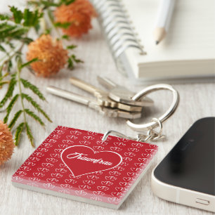 Porte-clefs Cœurs blancs liés -