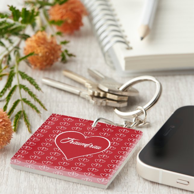 Porte-clefs Cœurs blancs liés - (Devant Droit)