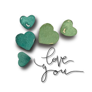 Porte-clefs Coeurs d'aquarelle vert romantique Love & Valent