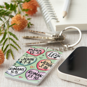Porte-clefs Cœurs de bonbons de versets bibliques Saint-Vale