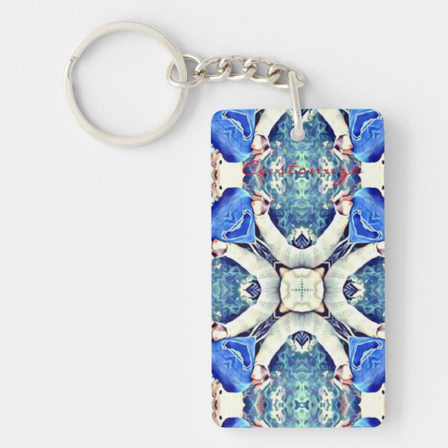 Porte-clefs Coeurs de mandala bleu motif Thunder_Cove (Devant)