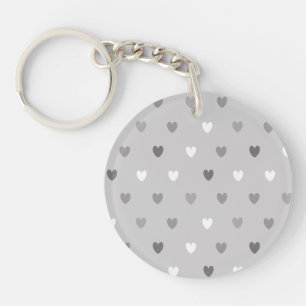 Porte-clefs Coeurs de polka minuscules dans les tons gris