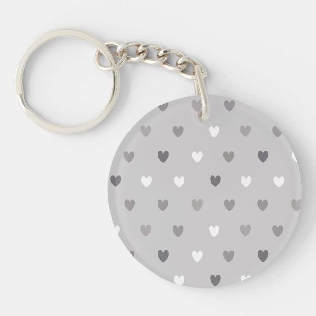 Porte-clefs Coeurs de polka minuscules dans les tons gris (Devant)