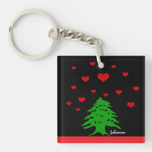 Porte-clefs Coeurs du Liban & drapeau libanais mode / Amour