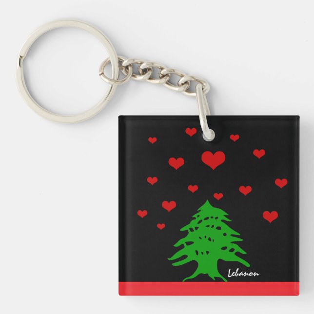 Porte-clefs Coeurs du Liban & drapeau libanais mode / Amour (Devant)