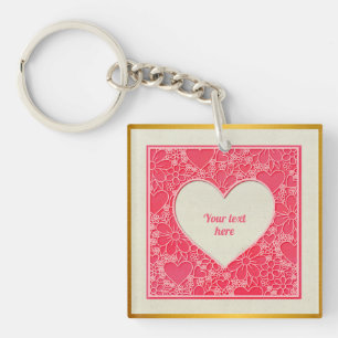 Porte-clefs Cœurs floraux rouges et roses élégants pour la Sai