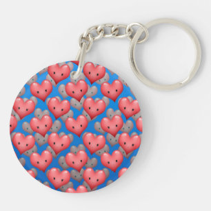 Porte-clefs Cœurs flottants sur fond bleu