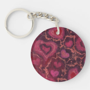 Porte-clefs Coeurs gonflés, amour romantique, rouge rose & bor