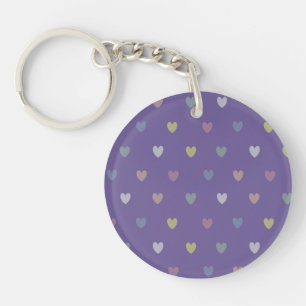 Porte-clefs Coeurs minuscules polka sur violet violet Ultra vi