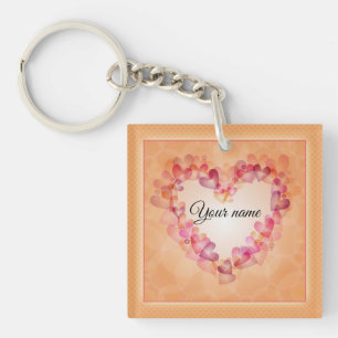 Porte-clefs Coeurs pastel romantique et formes abstraites desi