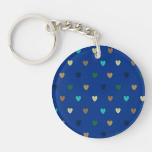 Porte-clefs Coeurs Polka dans les tons bleu paon