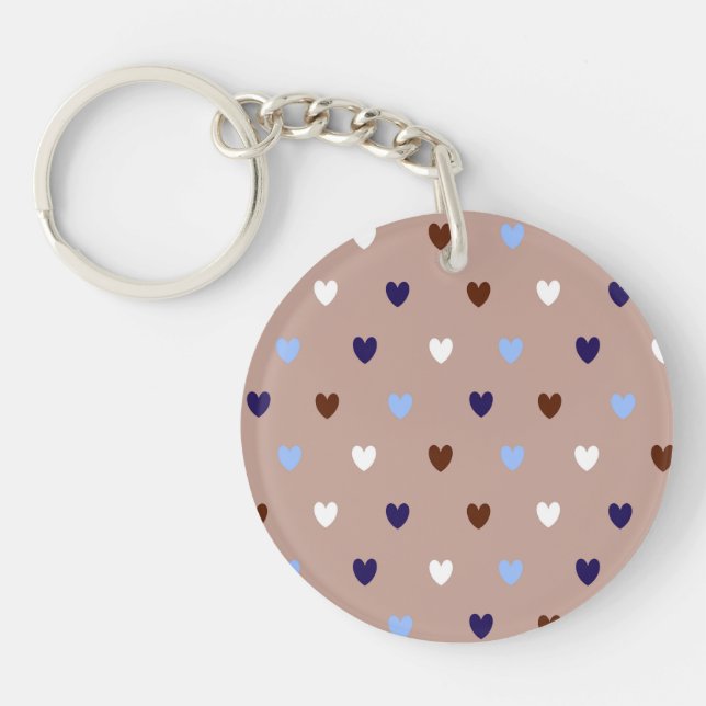Porte-clefs Coeurs Polka sur brun pâle (Devant)