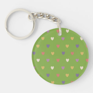Porte-clefs Coeurs Polka sur vert vert