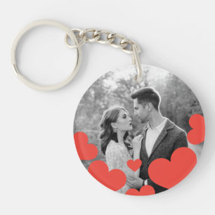 Porte-clefs Coeurs romantiques noirs et blancs uniques Couple