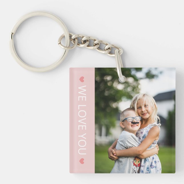 Porte-clefs Coeurs rose clair Nous vous aimons Photo (Devant)
