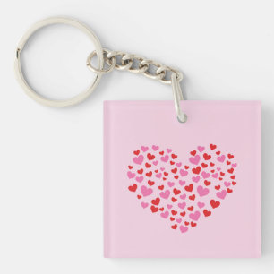 Porte-clefs Cœurs rouges et roses