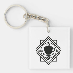 Porte-clefs Coffee Emblem Keychain – Minimalist Café Logo