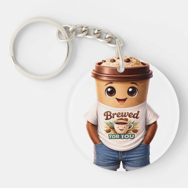 Porte-clefs Coffee Man – Création amusante pour les vrais rois (Devant)
