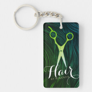 Porte-clefs Coiffeuse Coiffeuse Beauté Green Ciseaux Or