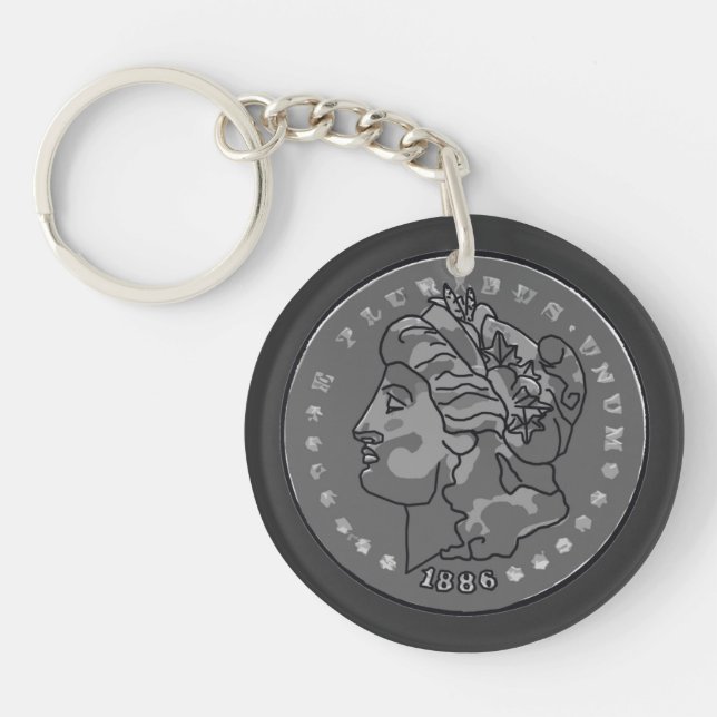 Porte-clefs Coin arrondi gris Morgan (Devant)