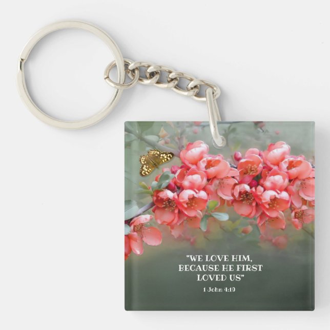 Porte-clefs coing ornemental japonais avec citation de la Bibl (Devant)
