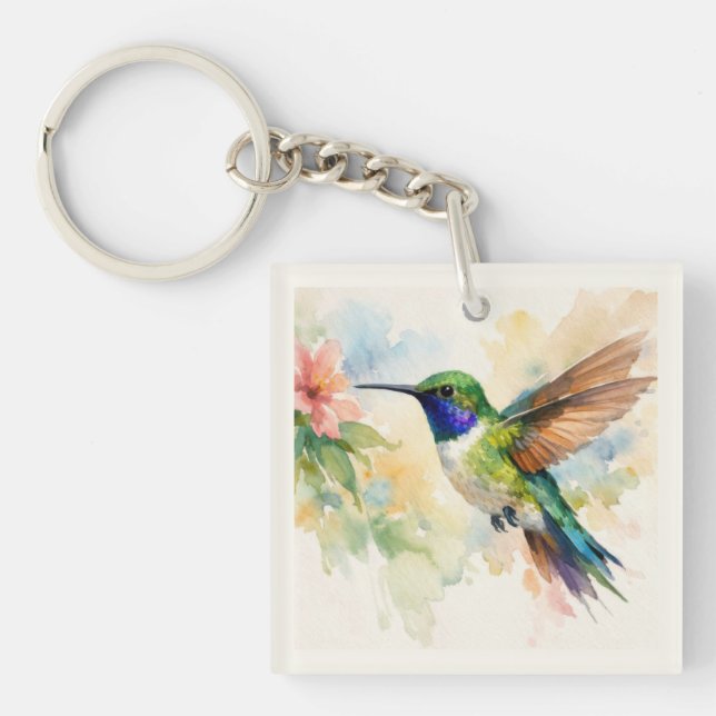 Porte-clefs Colibri aquarelle (Devant)