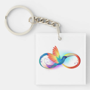Porte-clefs Colibri arc-en-ciel avec symbole Infinity