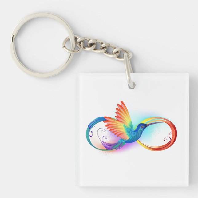 Porte-clefs Colibri arc-en-ciel avec symbole Infinity (Devant)