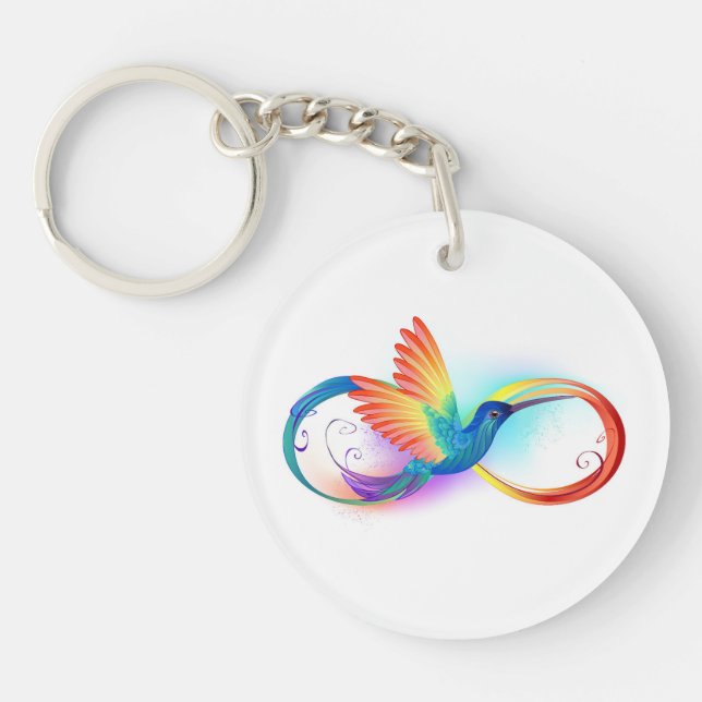 Porte-clefs Colibri arc-en-ciel avec symbole Infinity (Devant)