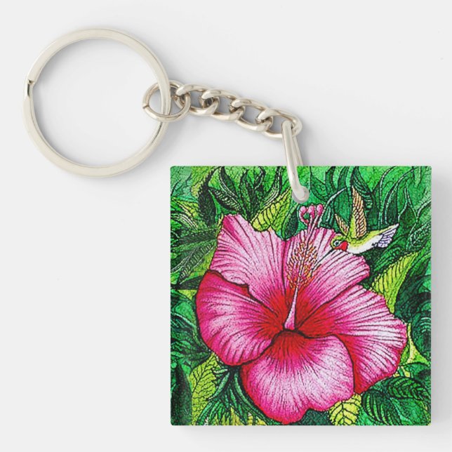 Porte-clefs Colibri Hibiscus  (Devant)