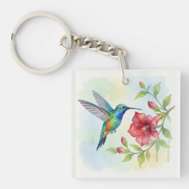 Porte-clefs Colibri minuscule à l'aquarelle (Devant)
