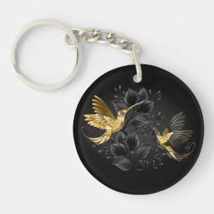 Porte-clefs Colibri noir et or