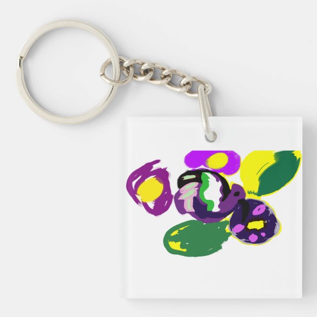 Porte-clefs Colibri pourpre et fleurs  (Devant)