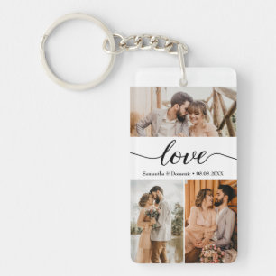Porte-clefs Collage d'amour de photo et de texte personnalisé 