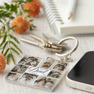 Porte-clefs Collage de 9 photos avec typographie de script Pap