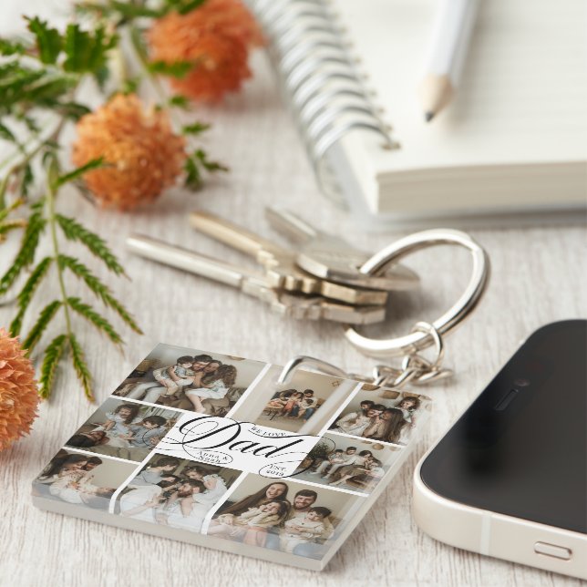 Porte-clefs Collage de 9 photos avec typographie de script Pap (Devant Droit)