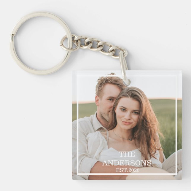 Porte-clefs Collage de couple moderne photo et cadeau familial (Devant)