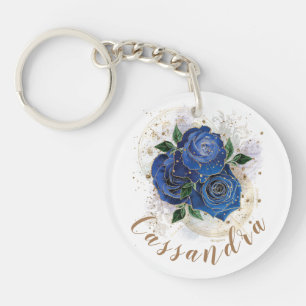 Porte-clefs Collage de fille - personnalisé bleu minuit