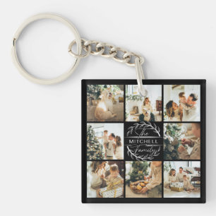 Porte-clefs Collage de photos de famille monogramme Cadeau m