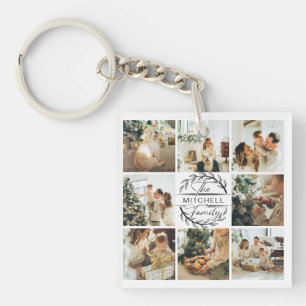 Porte-clefs Collage de photos de famille monogramme Cadeau m