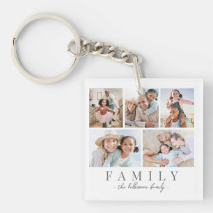 Porte-clefs Collage de photos de famille personnalisé