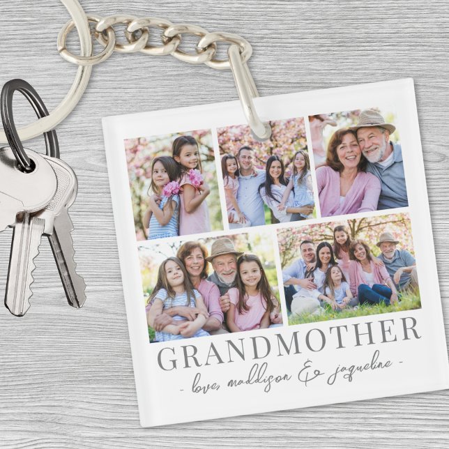 Porte-clefs Collage de photos de grand-mère (Grandmother Photo Collage Keychain)