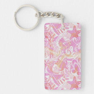 Porte-clefs Collage de plage nautique Hot Pink ID840